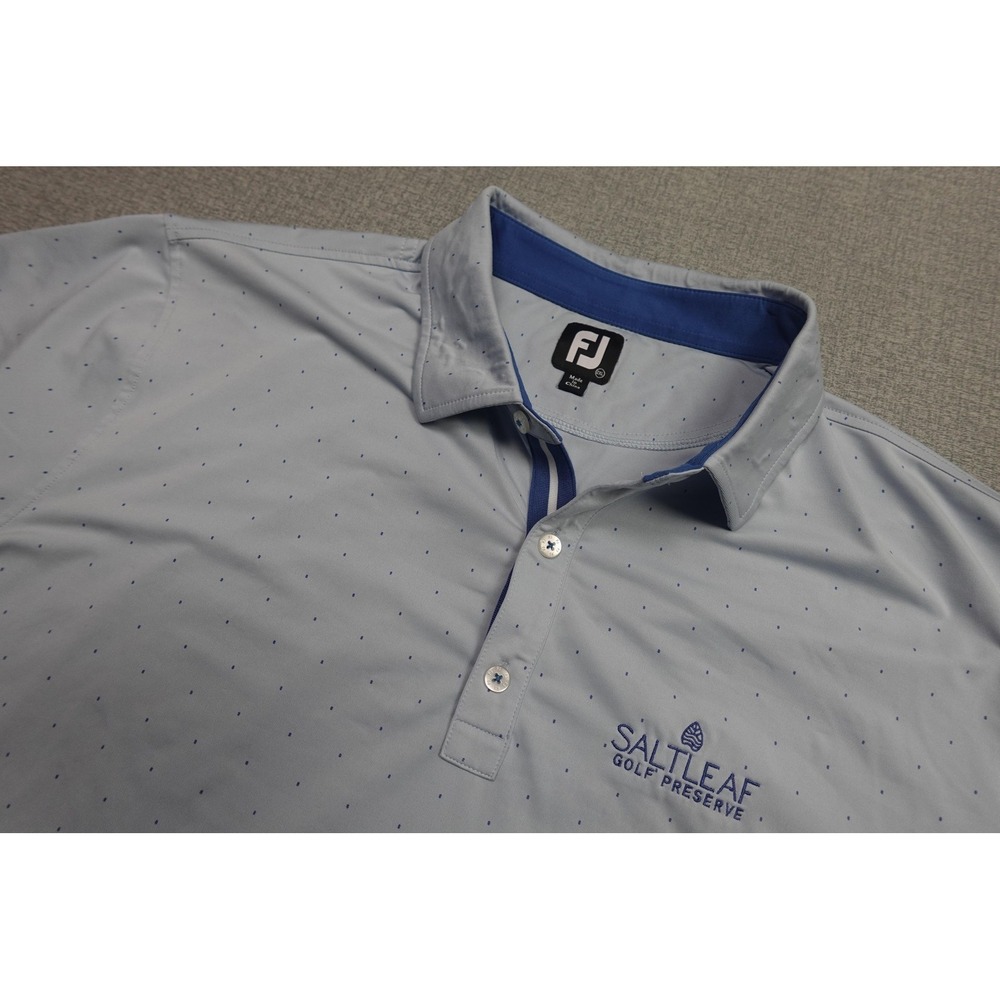 FootJoy Golf Polo Mens 2XL Blue Dot Saltleaf Golf Preserve Performance Wicking